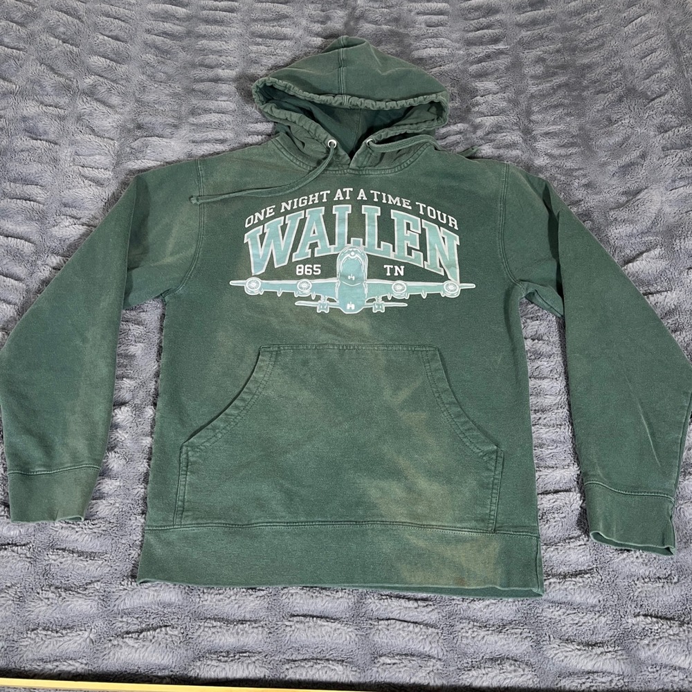 Morgan Wallen One Night At A Time‎ Tour 2024 Hoodie Green Mens Small AP203